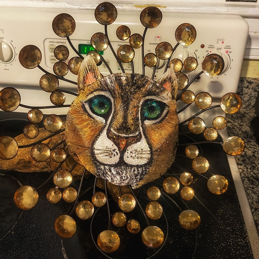 Handmade wooden fantasy lion